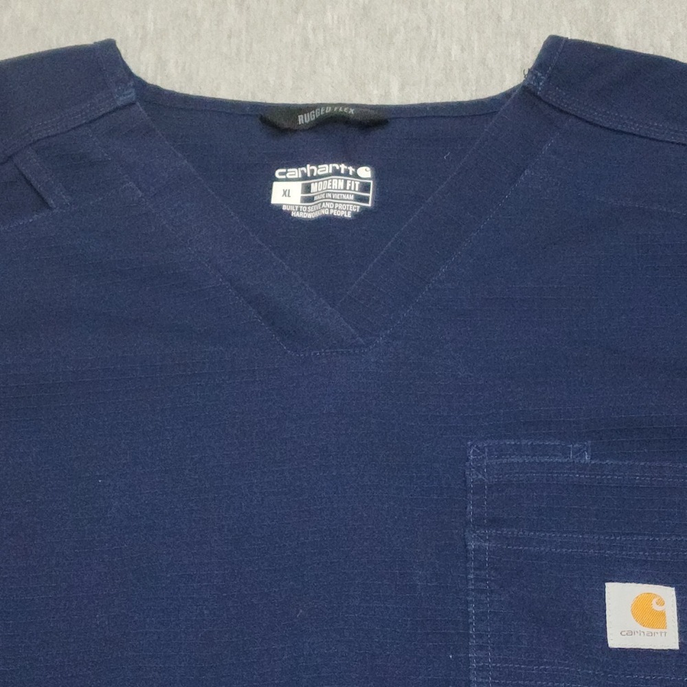 Carhartt Rugged Flex Modern Fit V-Neck Scrub Top Navy Blue XL C16418